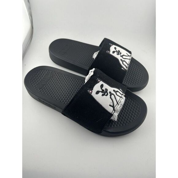 RIPNDIPLord Nermal Slides‎ Size 4 Black With Cat Logo